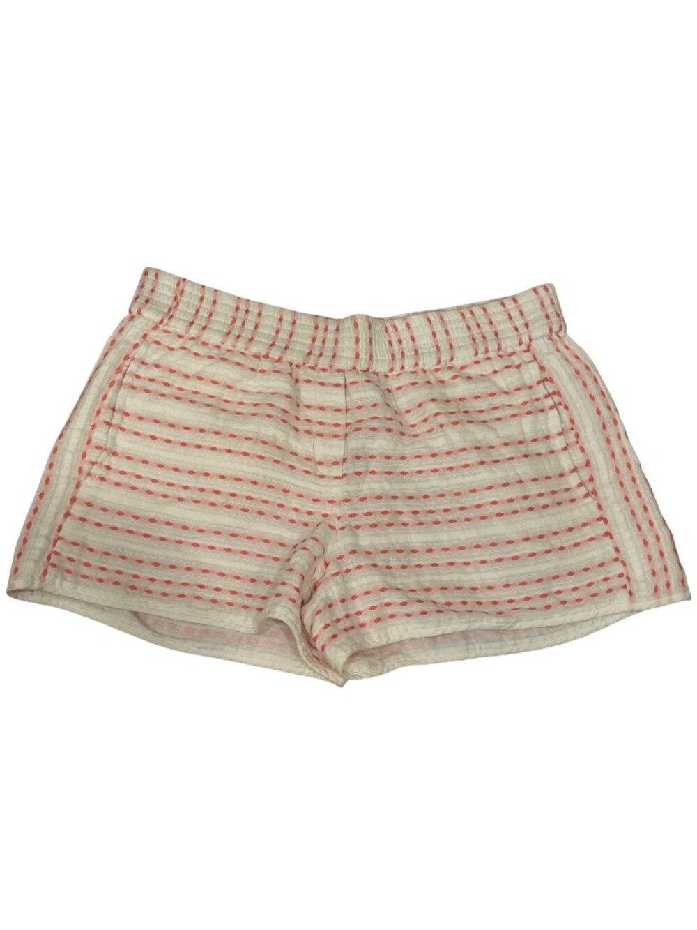 Club Monaco Striped Shorts Womens M White Pink Elastic Waist Lightweight Summer